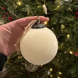 New! Set of 4 large Pottery Barn velvet Christmas ornaments.